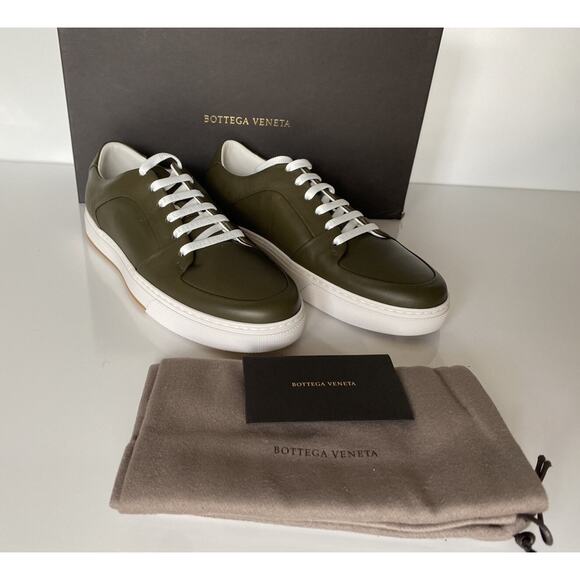 NIB $750 Bottega Veneta Men's Speedster Calf Leather Kaki Sneakers 7 US 608761